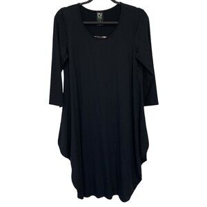 Pure Essence Urbanology Black Dress 3/4 Sleeve Midi Whimsigoth Bamboo Rayon